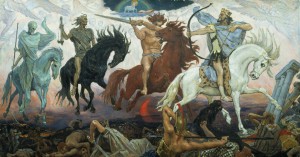 Four Horsemen of Apocalypse (1887), by Viktor Vasnetsov